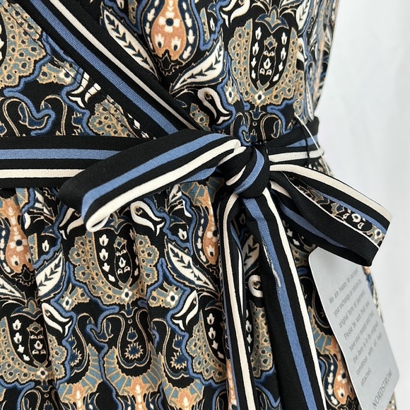 Max Studio Nordstrom Dress Faux Wrap front NWT short sleeves Mosaic print size S - Picture 8 of 12